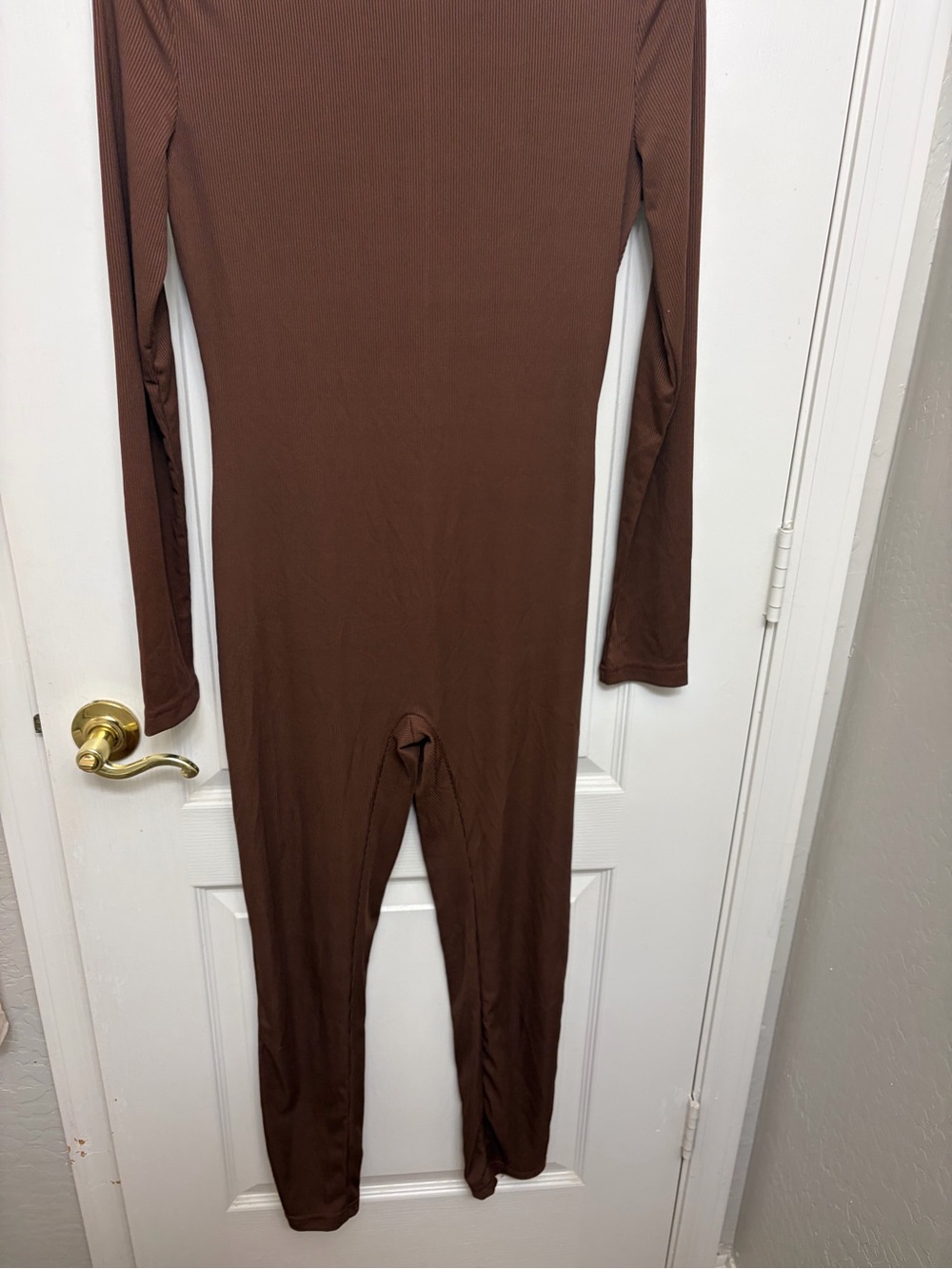Brown Long-Sleeve Jumpsuit